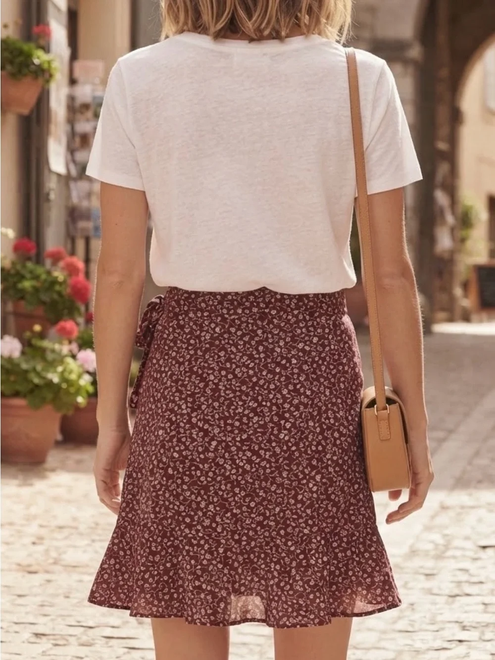 Hollister Women’s Floral Wrap Skirt - Burgundy